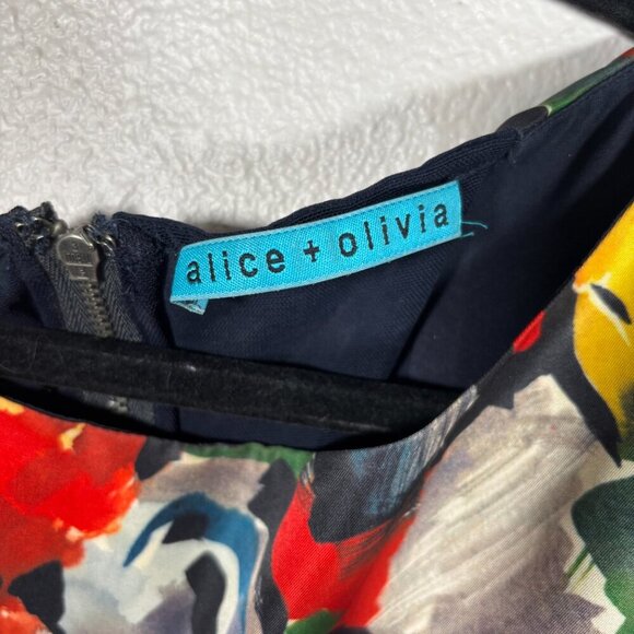 Alice + Oliva Womens Multicolor Brush Stroke Sleeveless Lined Peplum Top Size 4 - Picture 6 of 10